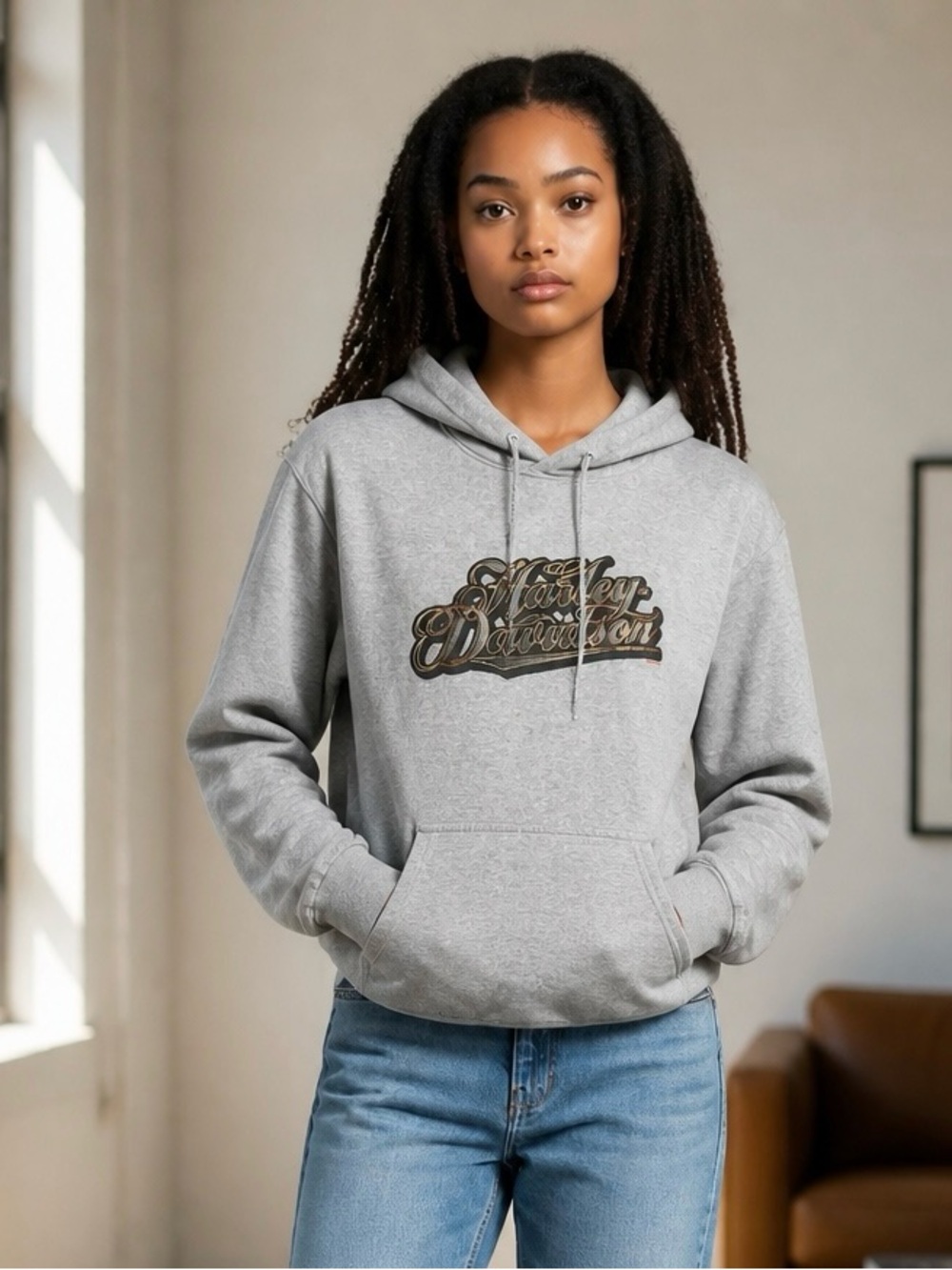 Harley-Davidson Women's Gray Logo Hoodie Horny Toad Temple TX Size M